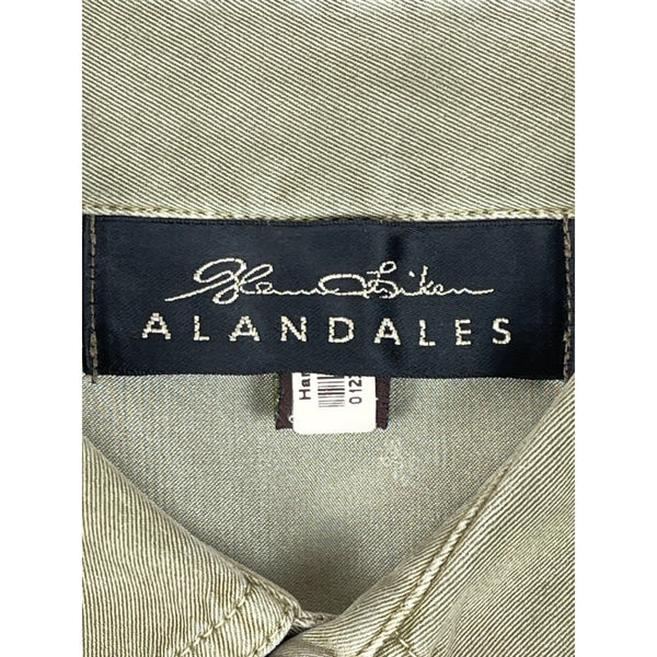 Alandales Men's Green Long Sleeve Button Up Silk - Cotton Pocket Shirt Sz M