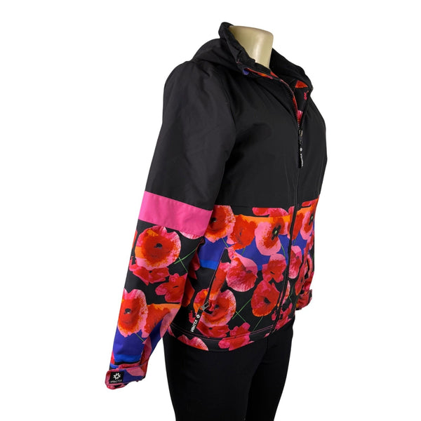 Nikita Womens Black & Floral Hooded Jacket Medium Weatherproof Stylish Design M