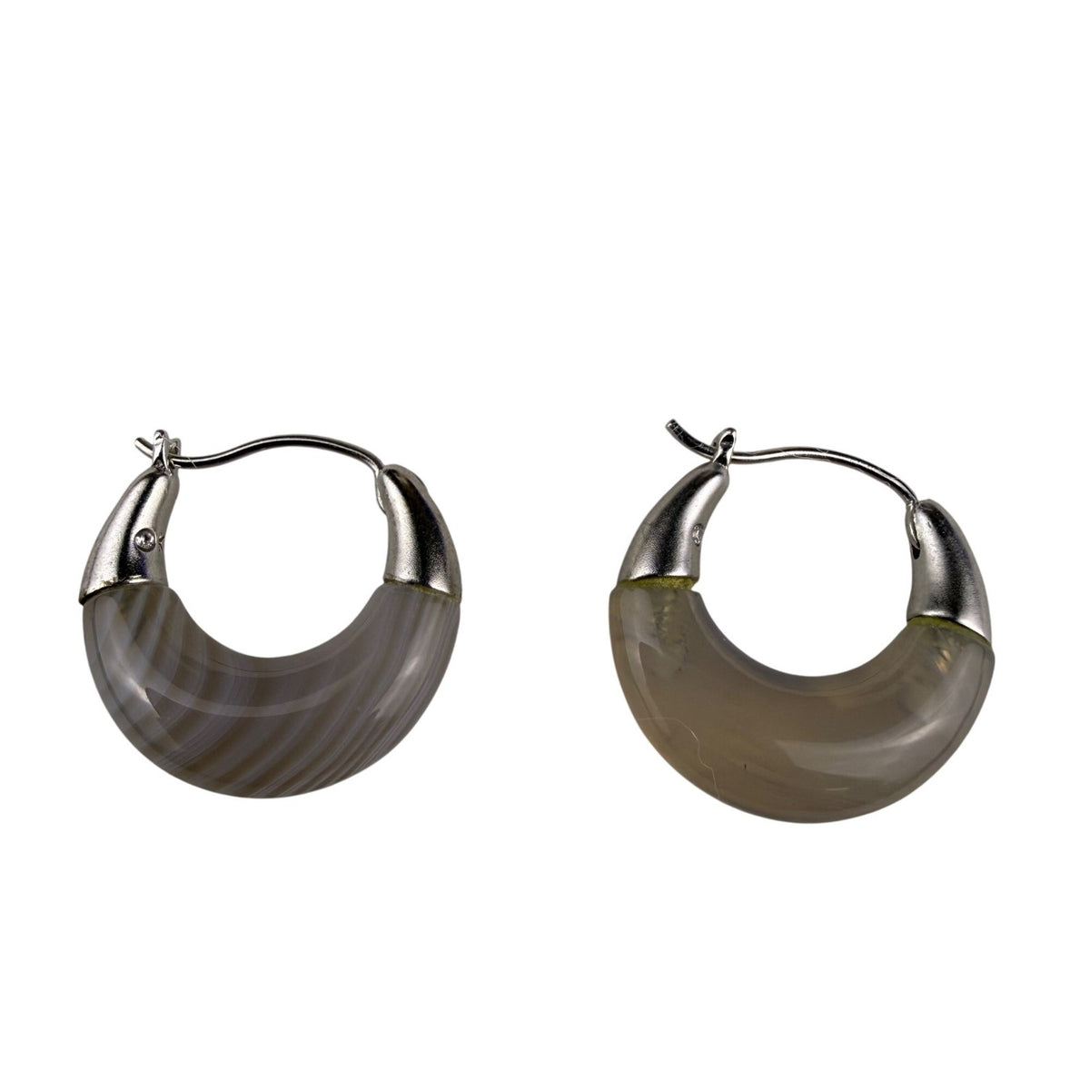 Womens Gray Silver Tone Hoop Earrings Modern Design