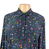 Pepe Jeans Womens Blue Floral Polyester Button-Down Midi Dress Size L