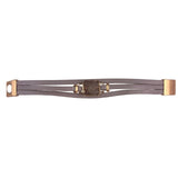 Saachi Womens Gray Leather Drusy Quartz Gold Tone Wrap Bracelet