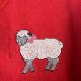 Vintage Shore Club Red Sz M Embroidered Sheep Crewneck Sweater