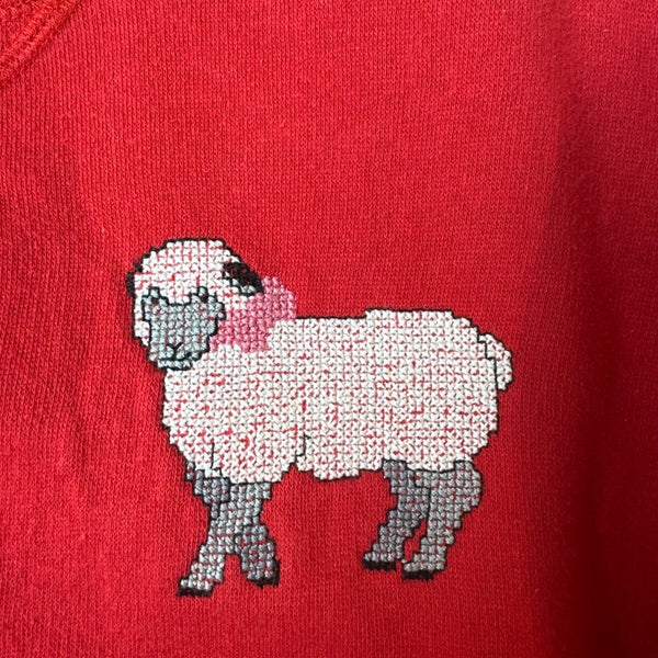 Vintage Shore Club Red Sz M Embroidered Sheep Crewneck Sweater