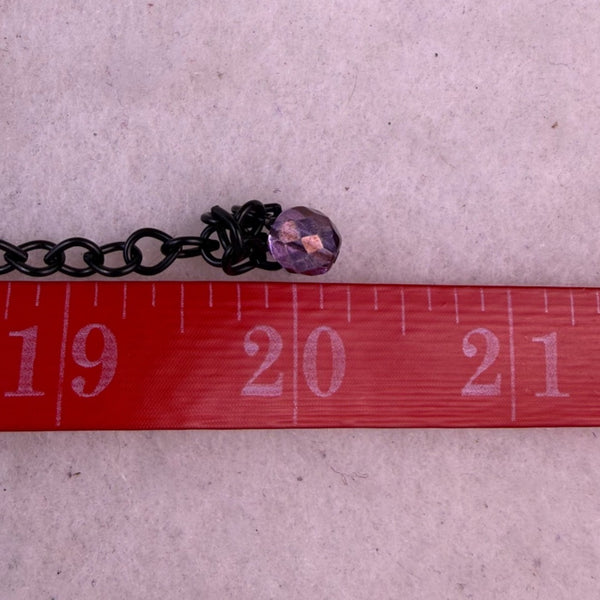 Chicos Womens Black Multi-Material Necklace With Teardrop Pendant & Red Crystals