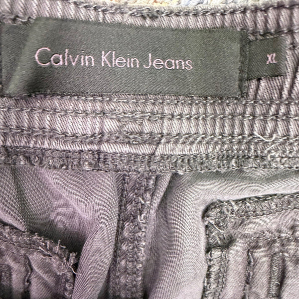 Calvin Klein Womens Gray Stretch Relaxed Fit Pants With Elastic Waist Size XL