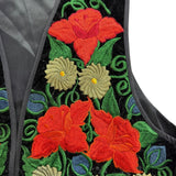 Handmade Womens Black Floral Embroidered Vest Bright Multicolor Design Sz L