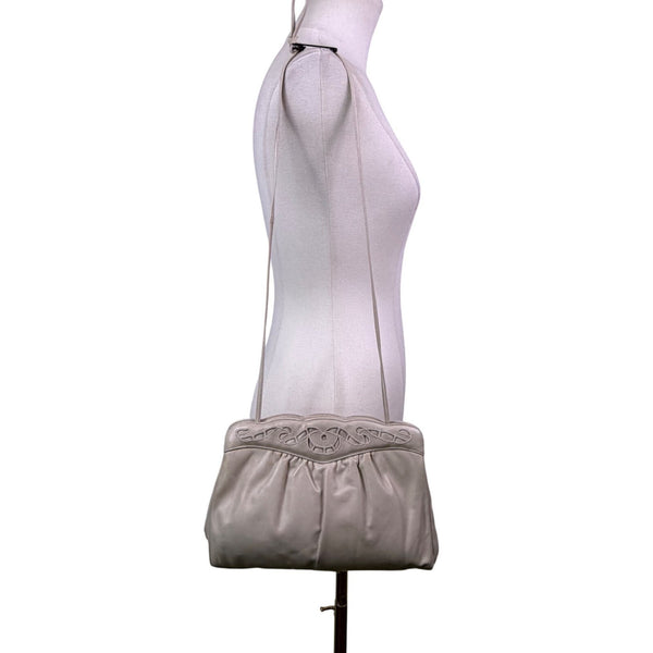 Morris Moskowitz Women’s Gray Leather Vintage Style Crossbody Handbag