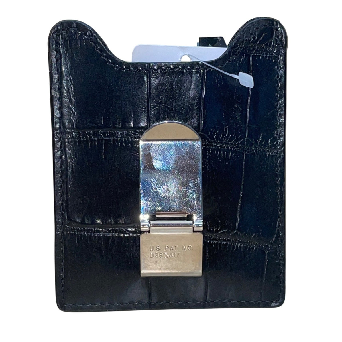 Fossil Men’s Black Embossed Leather Money Clip Cambridge Card Wallet