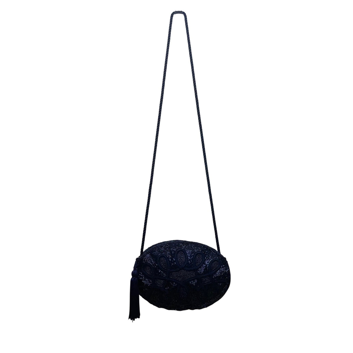 Carolyne Barton Women’s Blue Beaded With Tassel Night Crossbody Bag