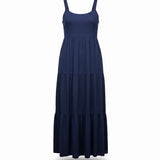 Soma Womens Navy Blue Rayon Blend Maxi Dress Tiered Invisible Support Sz Large