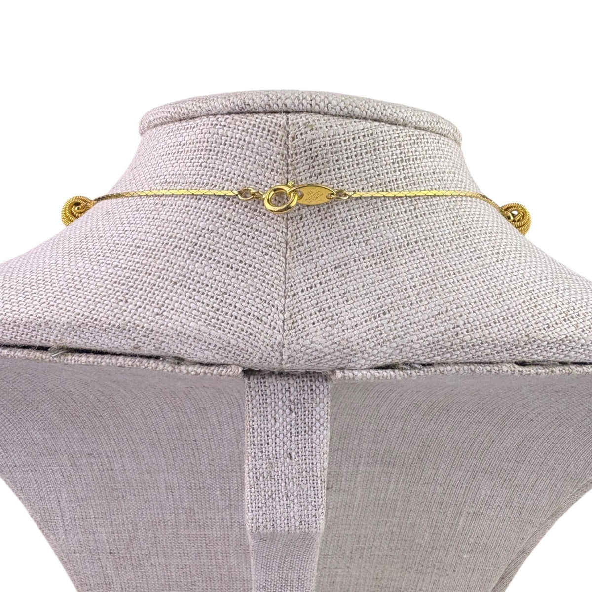 Trifari Womens Gold Tone Necklace Vintage Stationed Ball Chain Design