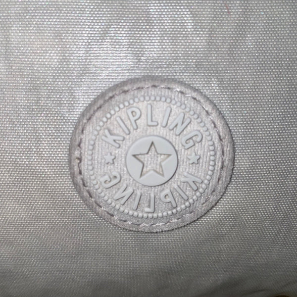 Kipling Women’s Silver Metallic Zippered Pockets Adjustable Strap Crossbody Bag