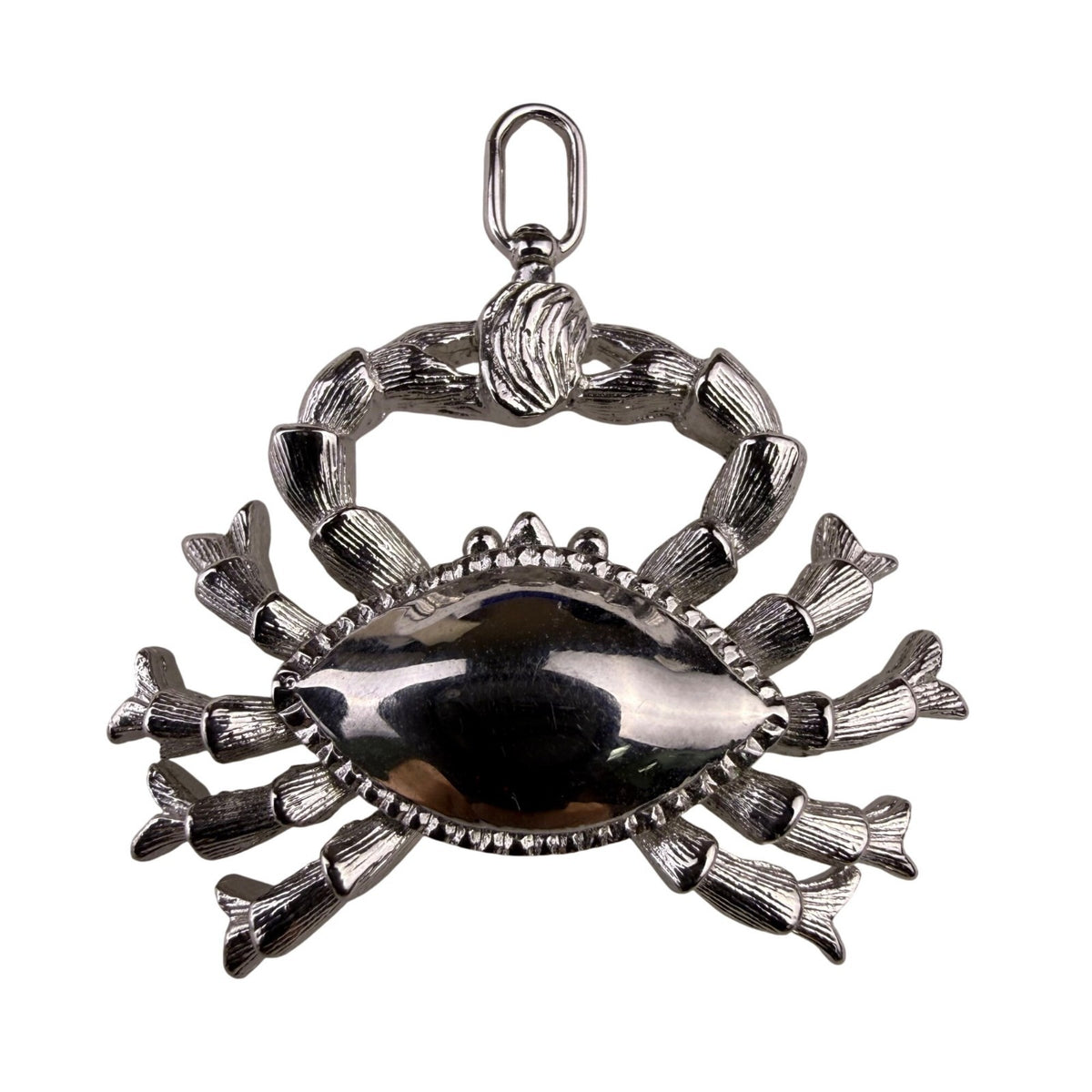 Silver Tone Metal Crab Necklace Pendant Charm Detailed Design