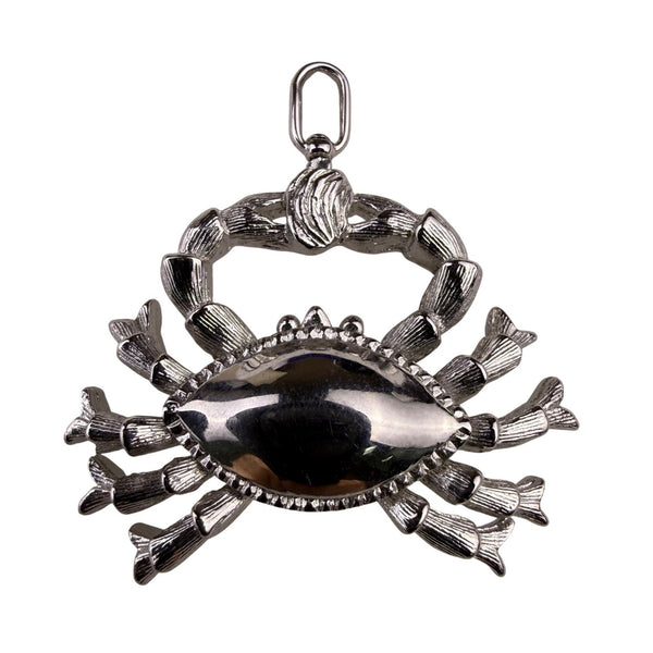 Silver Tone Metal Crab Necklace Pendant Charm Detailed Design