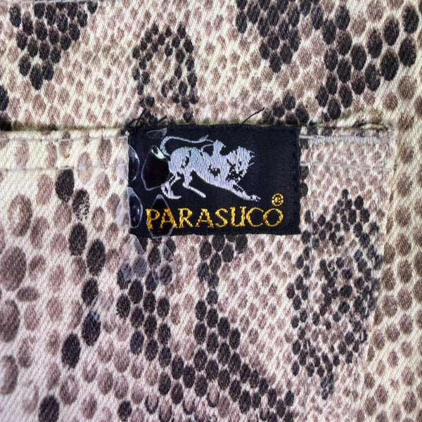 Parasuco Jeans Extreme Fit Snakeskin Print Flared Pants Beige & Black Size 28