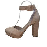 Sun + Stone Women’s Beige Strap Block Heel Estrella Platform Pumps Size 6M