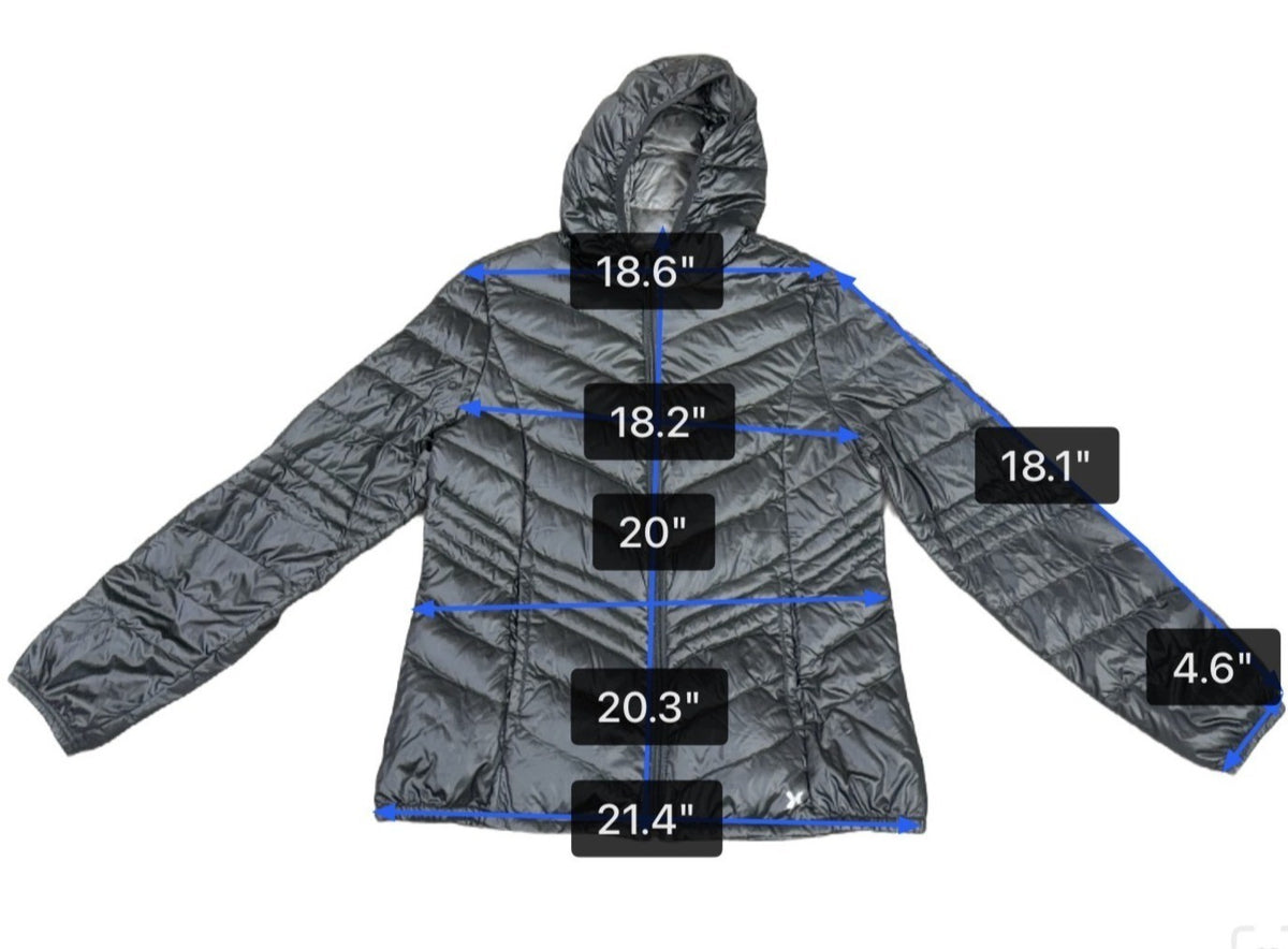 Xersion Black Womens Puffer Jacket Hooded Lightweight Quilted Full-Zip Sz M