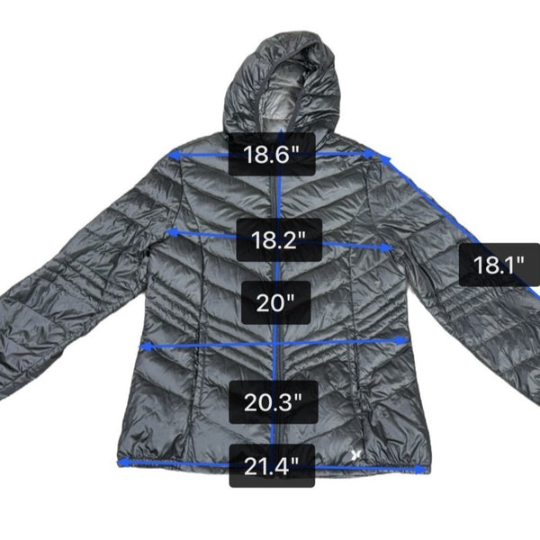 Xersion Black Womens Puffer Jacket Hooded Lightweight Quilted Full-Zip Sz M