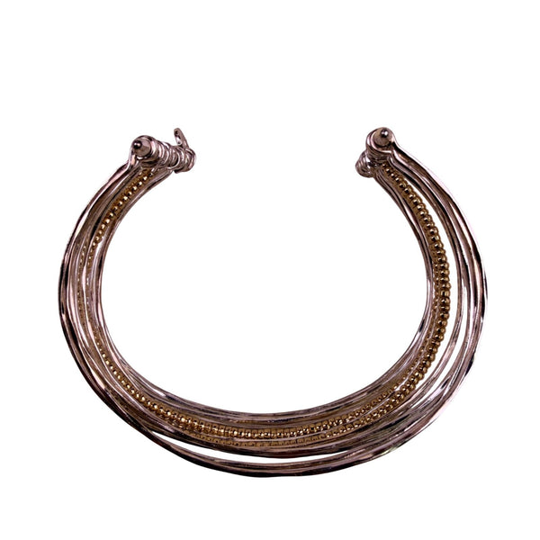 Stella & Dot Womens Silver Tone Gold Tone Metal Rhett Cuff Bracelet Chic