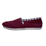 Toms Women’s Burgundy Canvas Striped Lining Casual Classic  Slip-On Shoes Size 9
