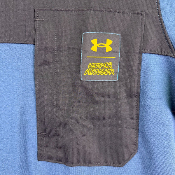 Under Armour Mens Blue & Black Colorblock SweatshirtLong Sleeve Loose Fit Sz S