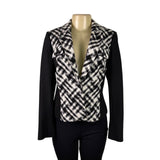 White House Black Market Womens Black & White Plaid Long Sleeve Blazer Sz 6