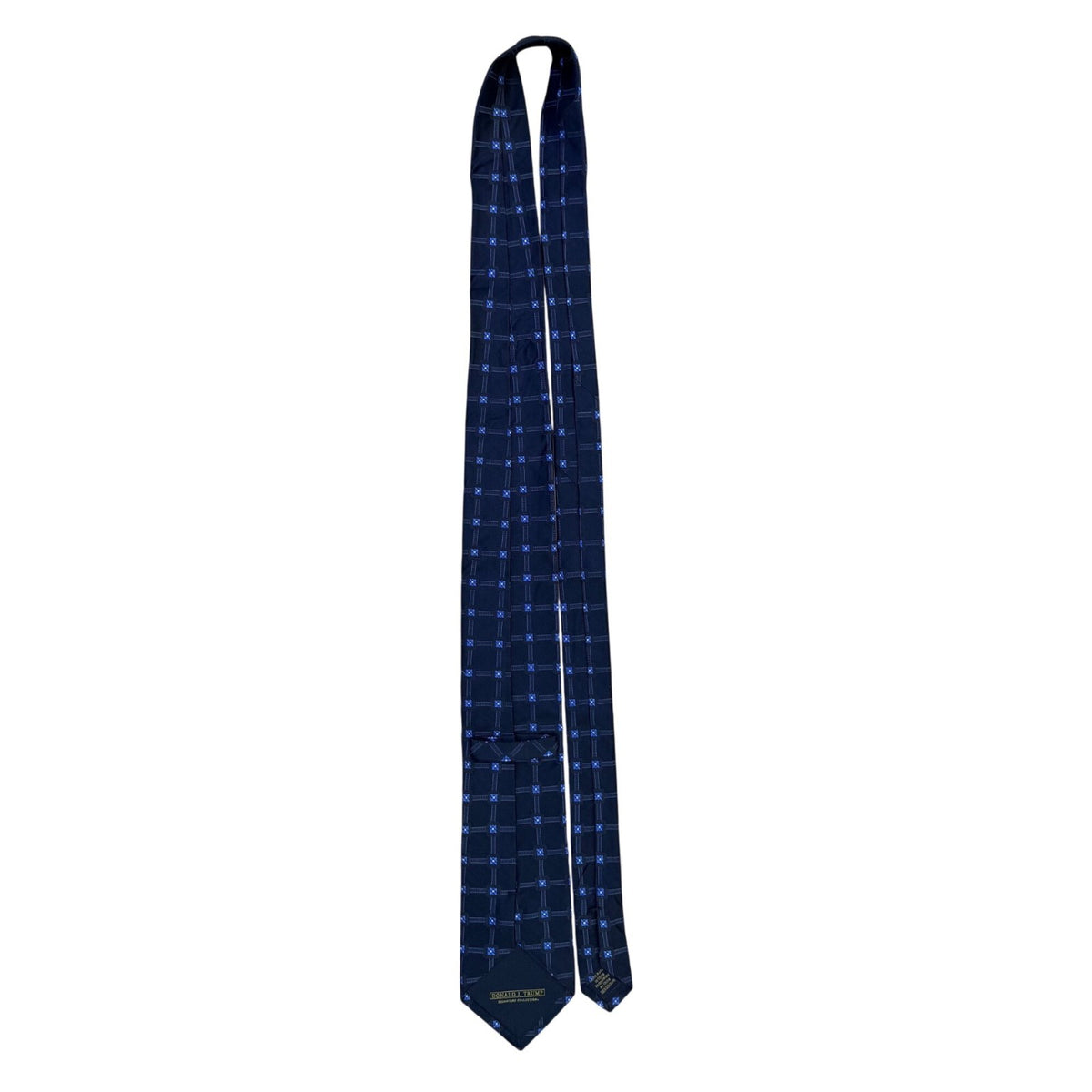 Donald J. Trump Mens Blue Silk Floral Geometric Tie Handmade Classic Necktie