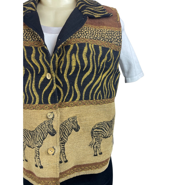 Dressbarn Women's Brown Zebra Pattern Vest Sz M