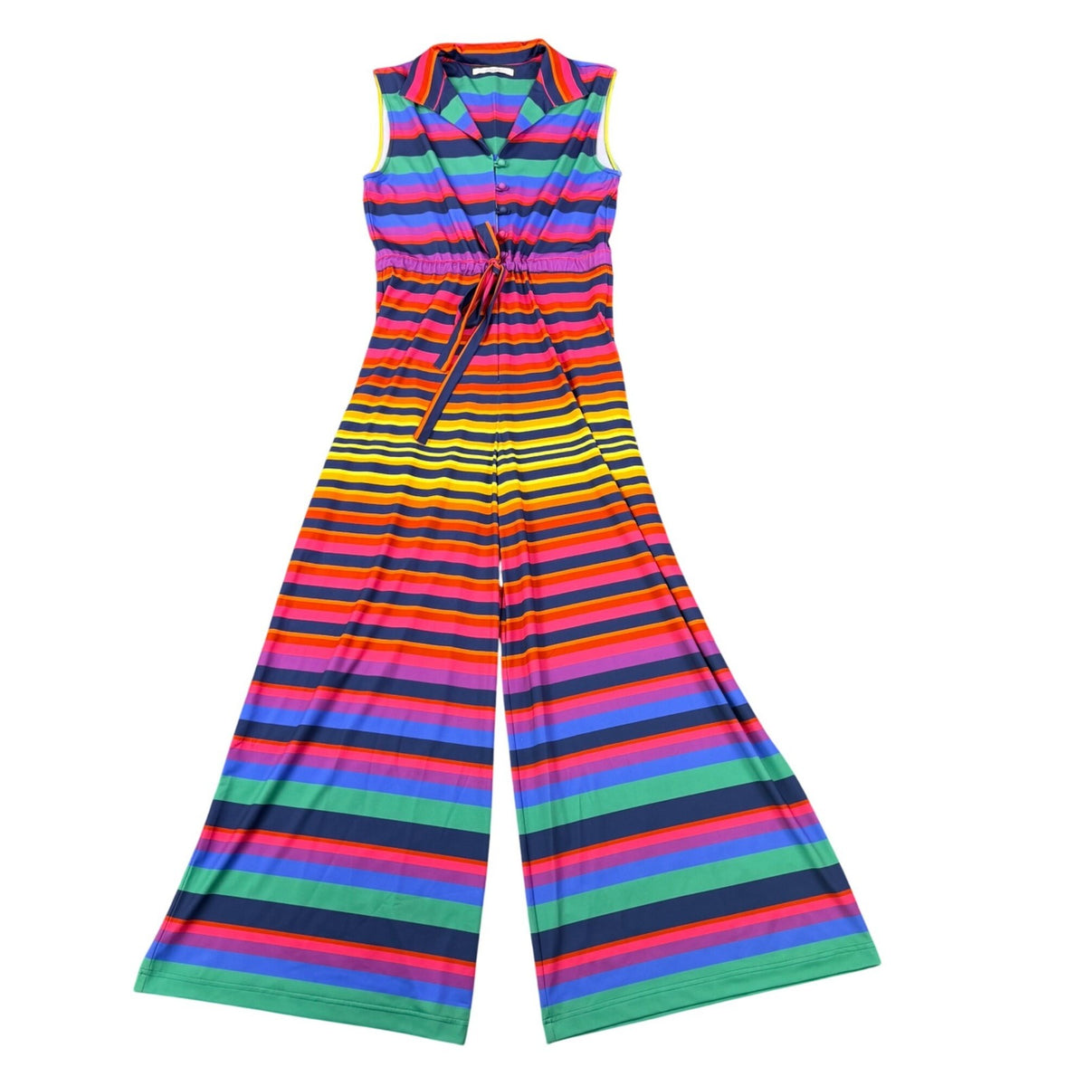 Uterque Womens Rainbow Striped Sleeveless Wide Leg Jumpsuit Size S