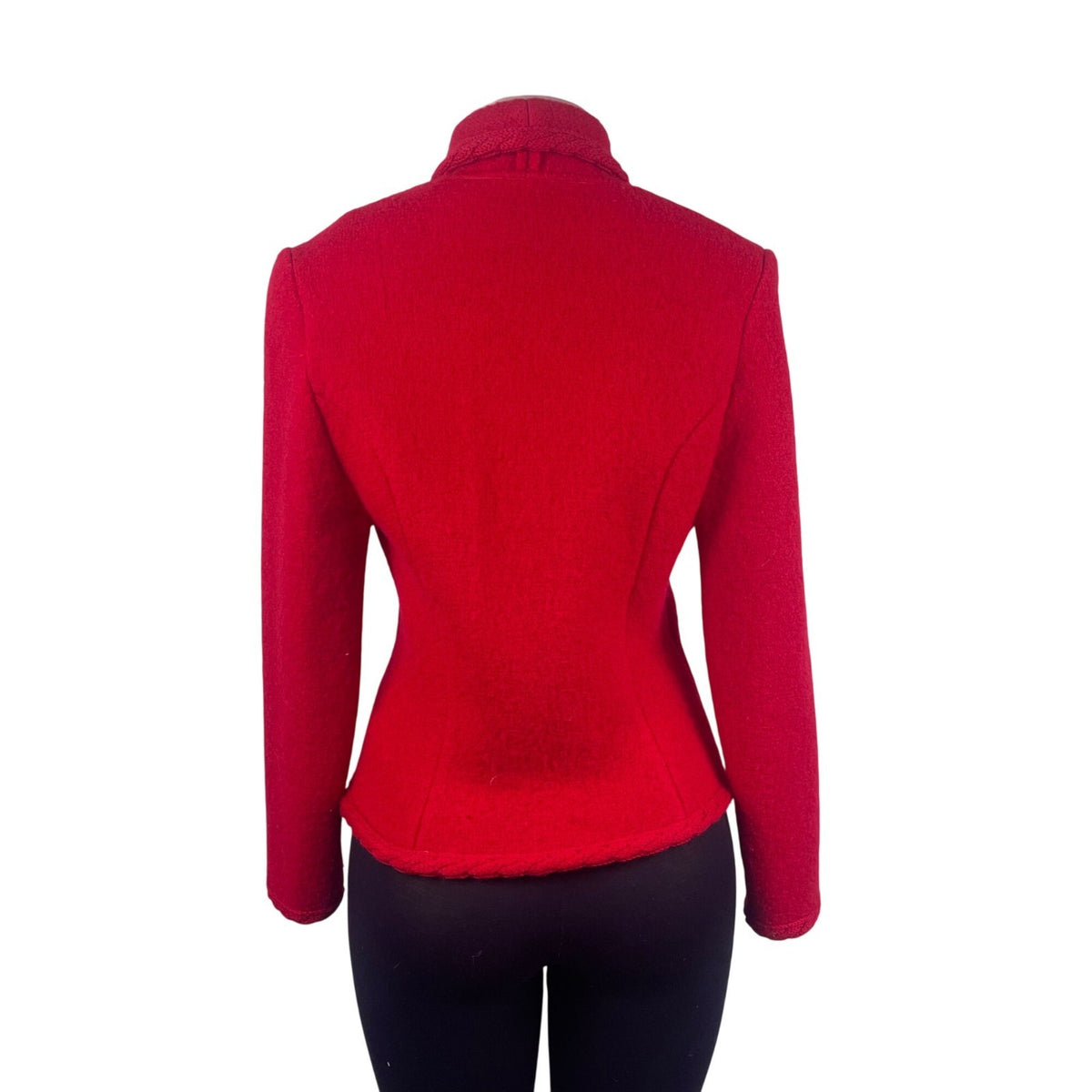 Talbots Womens Red Wool Blazer Textured Design Silver Buttons Size 4