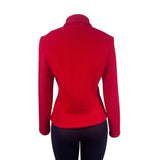 Talbots Womens Red Wool Blazer Textured Design Silver Buttons Size 4