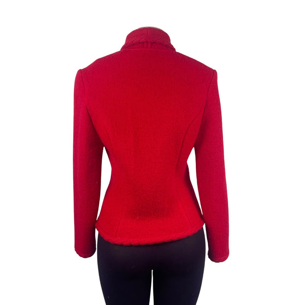 Talbots Womens Red Wool Blazer Textured Design Silver Buttons Size 4