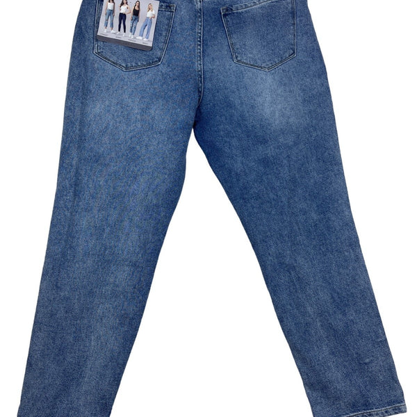 Simple Society Womens Straight Leg Distressed Denim Jeans Size 25 Premium Fabric