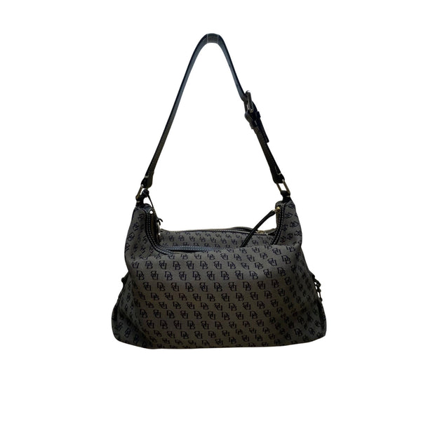 Dooney & Bourke Women’s Gray/Black Canvas Monogram Adjustable Strap Shoulder Bag