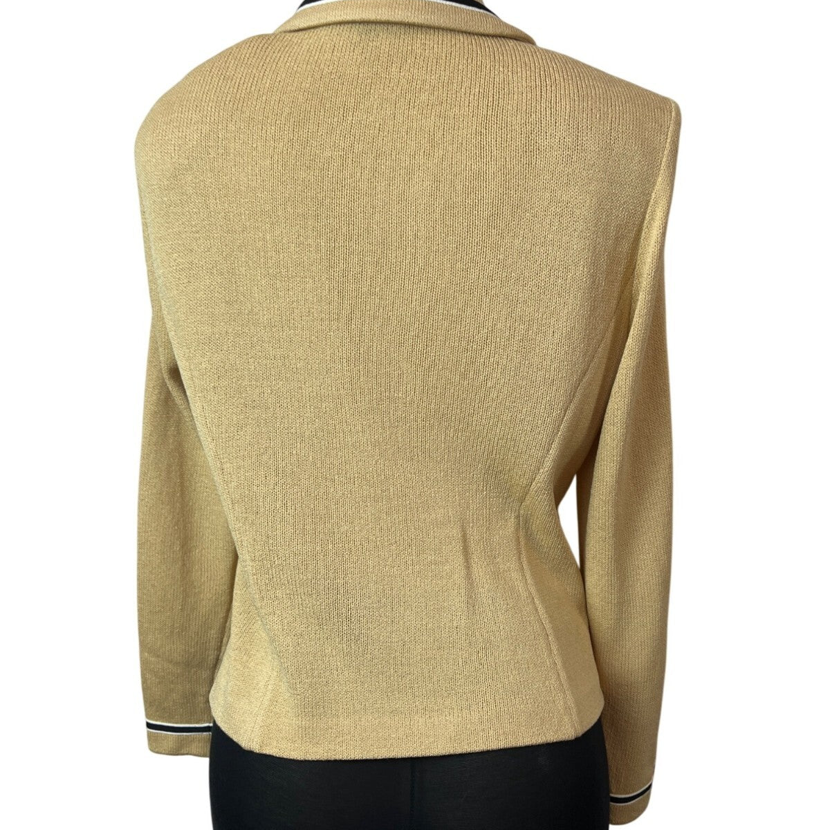 St. John Collection Knitted Beige Button-Up Womens Blazer Jacket Beige Sz 8