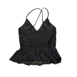 Express Womens Black Nylon & Polyester Sparkle Strappy Peplum Tank Top XS