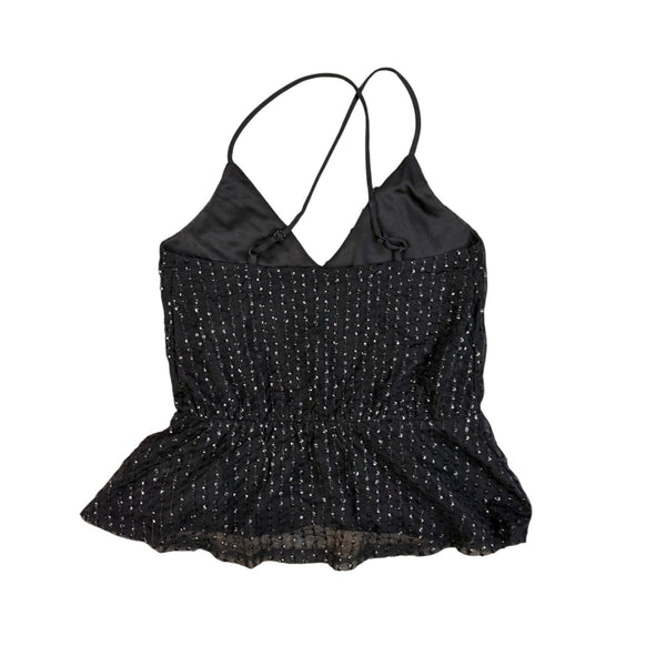 Express Womens Black Nylon & Polyester Sparkle Strappy Peplum Tank Top XS