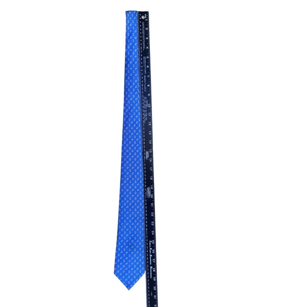 Lauren Ralph Lauren Mens Blue Silk Printed Tie With White Paisley Pattern Italy