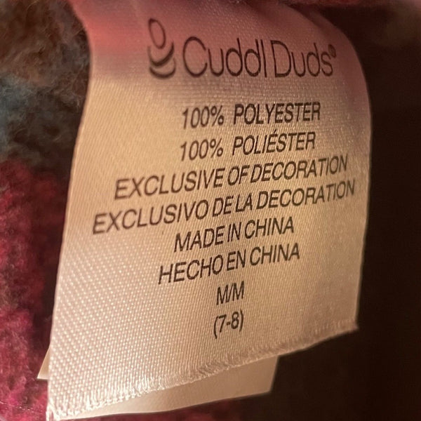 Cuddl Duds Women’s Red Deep Wine Waffle Knit Pom-Pom Slipper Booties Size M 7-8