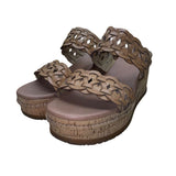 Baretraps Women’s Natural Leather Braided Strap Cork Wedge Sandals Size 11M