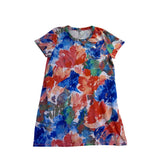 T Talbots Womens Multi-Color Knit Short Sleeve Floral Shift Dress Pocket Sz XL