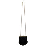 Carla Marchi Women’s Black Beaded Shell Design Metal Frame Evening Clutch