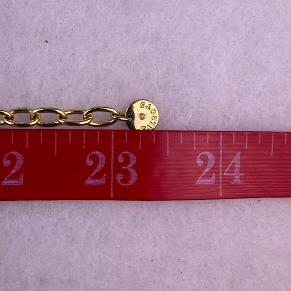 Talbots Womens Gold Tone Enamel Collar Necklace With Square Links