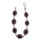 Sterling Silver 925 Womens Purple Amethyst Cabochon Bracelet Ornate Oval Bezels