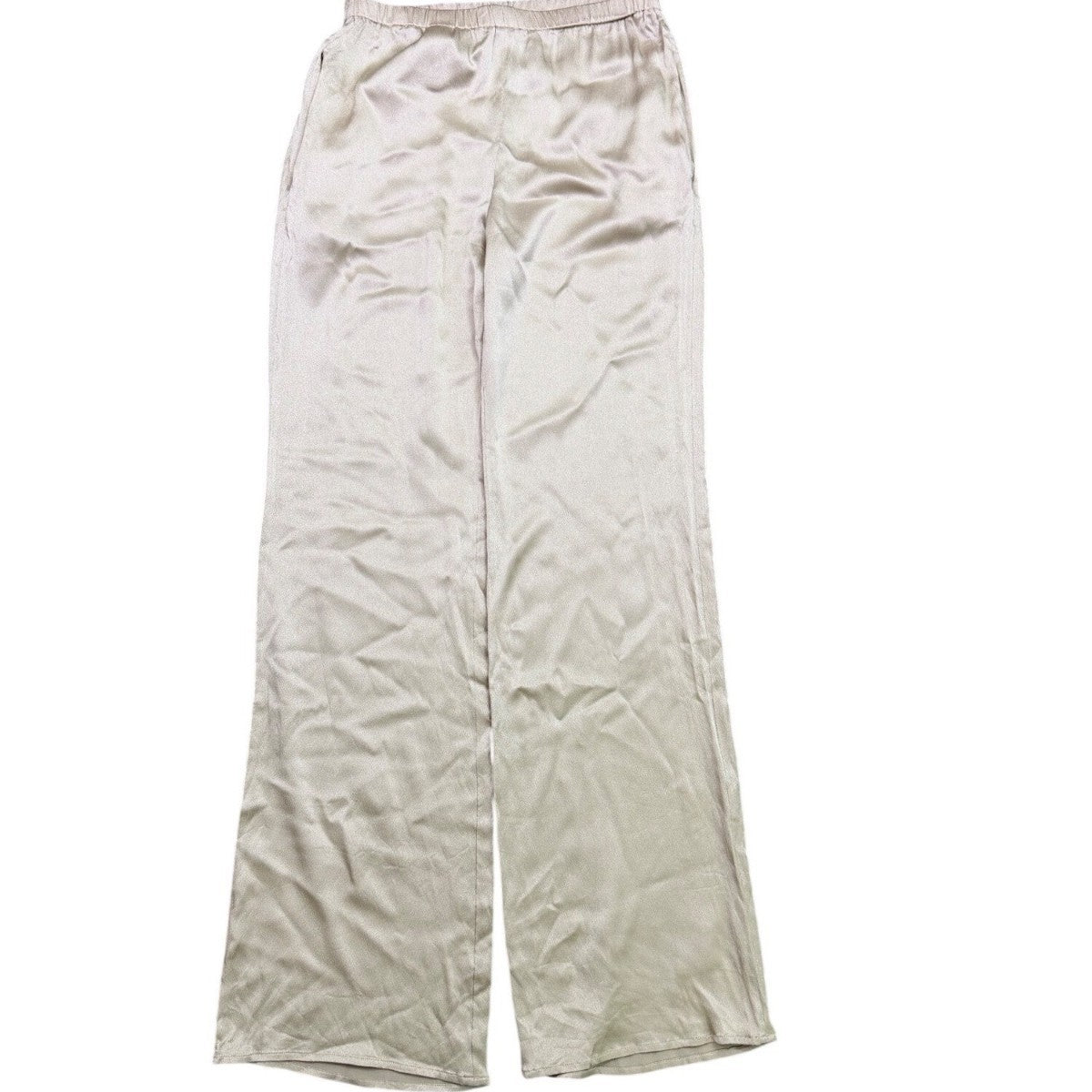 Antonelli Womens Beige Silk Blend Elastic Waist Wide Leg Pants Size 10