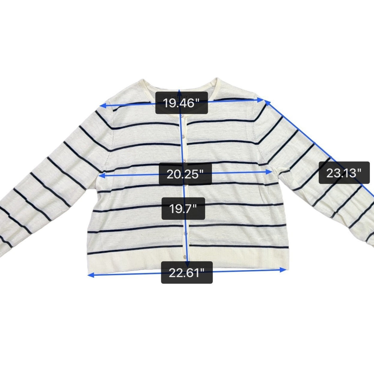 Ava & Viv Womens White Striped & Lightweight Button Front Cardigan Size 1X