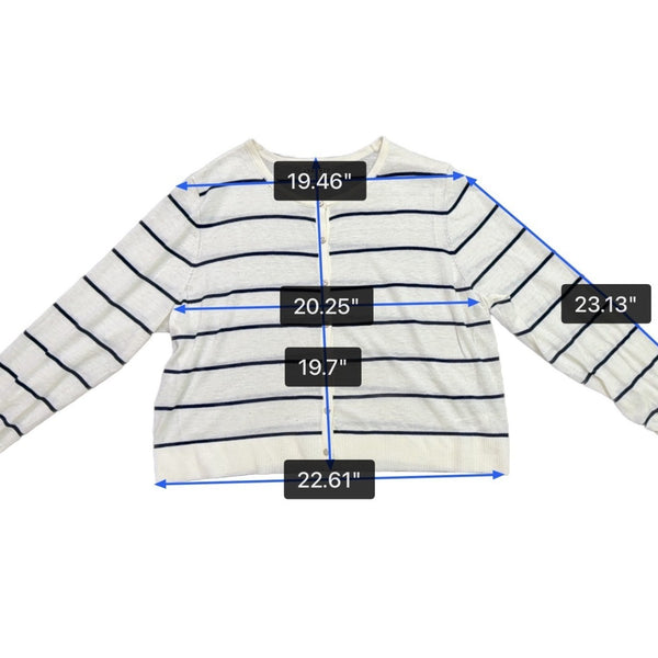 Ava & Viv Womens White Striped & Lightweight Button Front Cardigan Size 1X