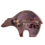 Sterling Handmade Navajo Womens Silver Tone Mixed Stone Spirit Bear Brooch