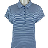 J.Crew Womens Blue & White Striped Collared Short Sleeve Polo Shirt Size L - New