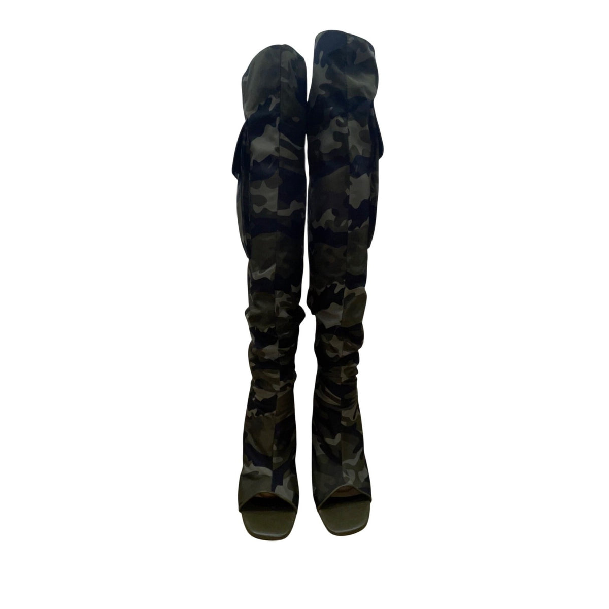 ShoeDazzle Women’s Green Camo Over-The-Knee High Heels Stiletto Boots Size 8